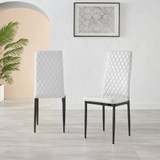 4x Milan Black Leg White Hatched Faux Leather Dining Chairs - Milan-White-faux-leather-black-dining-chair-2.jpg