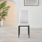 4x Milan Black Leg White Hatched Faux Leather Dining Chairs - Milan-White-faux-leather-black-dining-chair-4.jpg