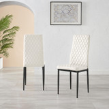 4x Milan White Hatched Faux Leather Dining Chairs Black Legs - Milan-White-faux-leather-black-dining-chair-2.jpg