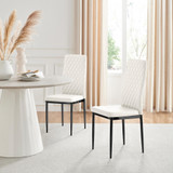 4x Milan White Hatched Faux Leather Dining Chairs Black Legs - Milan white leatherBlack leg.jpg