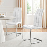 2x Deep Foam Cushioned White Murano Dining Chairs - Murano-White-silver-dining-chair-1.jpg