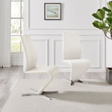 2x Willow White Faux Leather 'Z' Dining Chairs - New-Willowwhite-silver-dining-chair-1.jpg