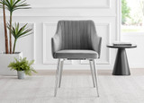 2x Calla Grey Velvet Dining Chairs with Silver Legs - Calla-grey-silver-dining-chair-2.jpg