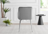 2x Calla Grey Velvet Dining Chairs with Silver Legs - Calla-grey-silver-dining-chair-4.jpg