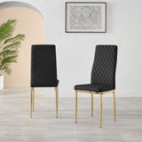 4x Milan Black Gold Hatched Faux Leather Dining Chairs - Milan-Black-faux-leather-gold-dining-chair-2.jpg