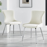 2x Nora Cream Velvet Dining Chairs Silver Legs - 2-Nora-Cream-Velvet-Silver-Leg-Dining-Chairs-CROP.jpg