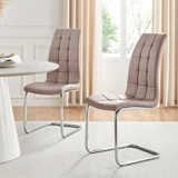 2x Murano Cappuccino Beige Dining Chairs - Murano-Cappuccino-silver-dining-chair-1.jpg