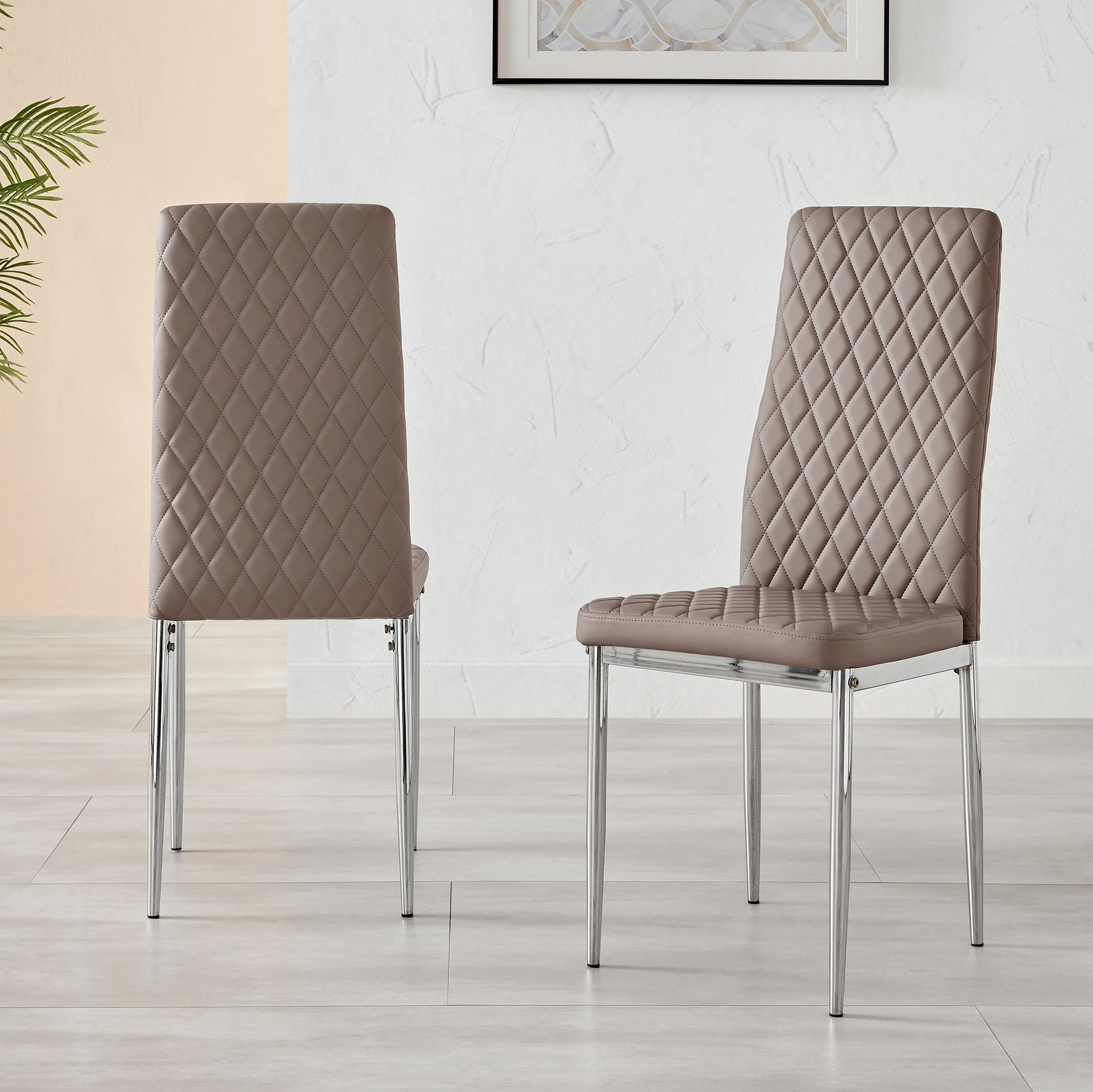 Grey Hatched Faux Leather Dining Chairs | Furniturebox