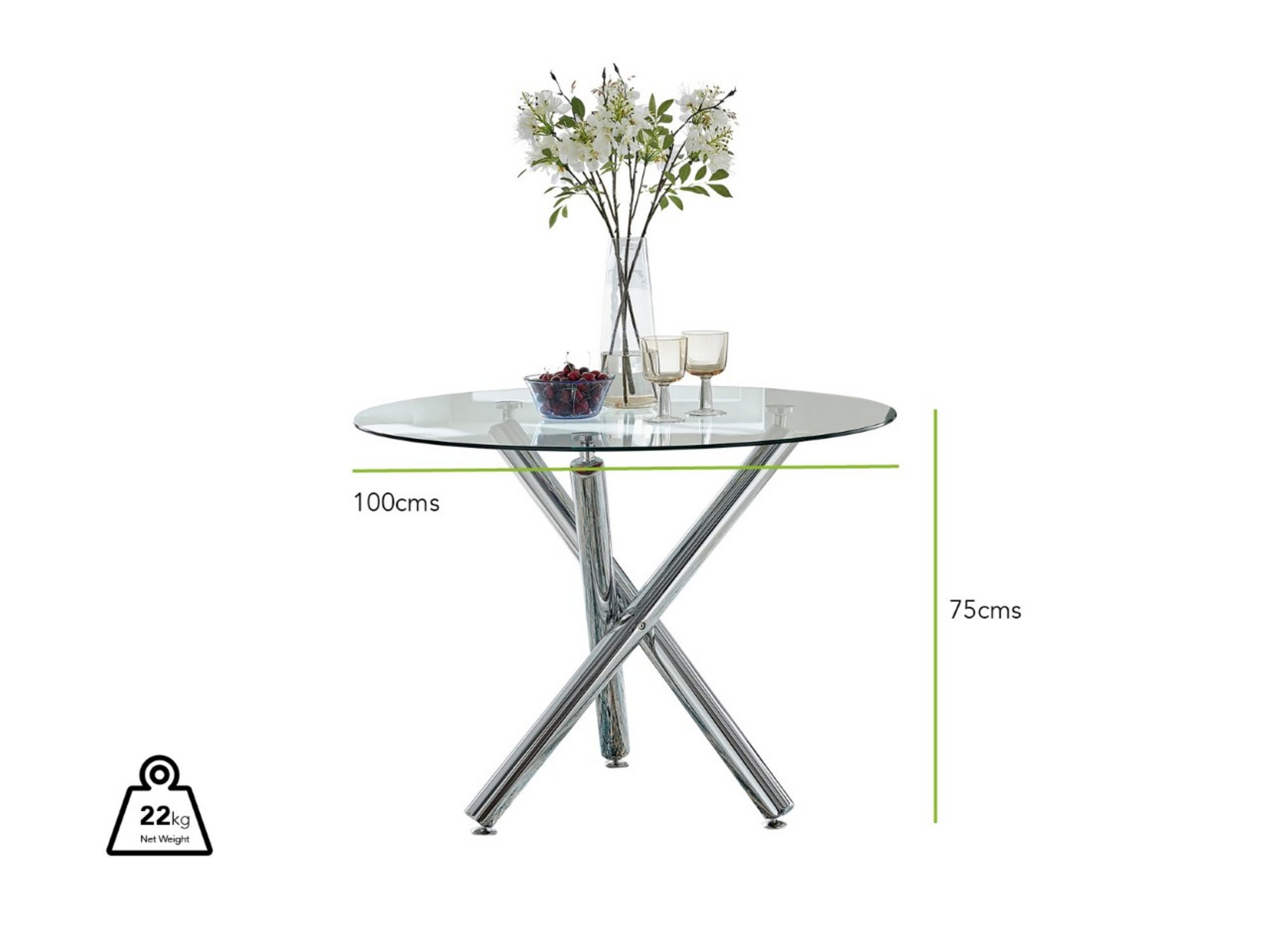 Selina Chrome Round Glass Dining Table Furniturebox