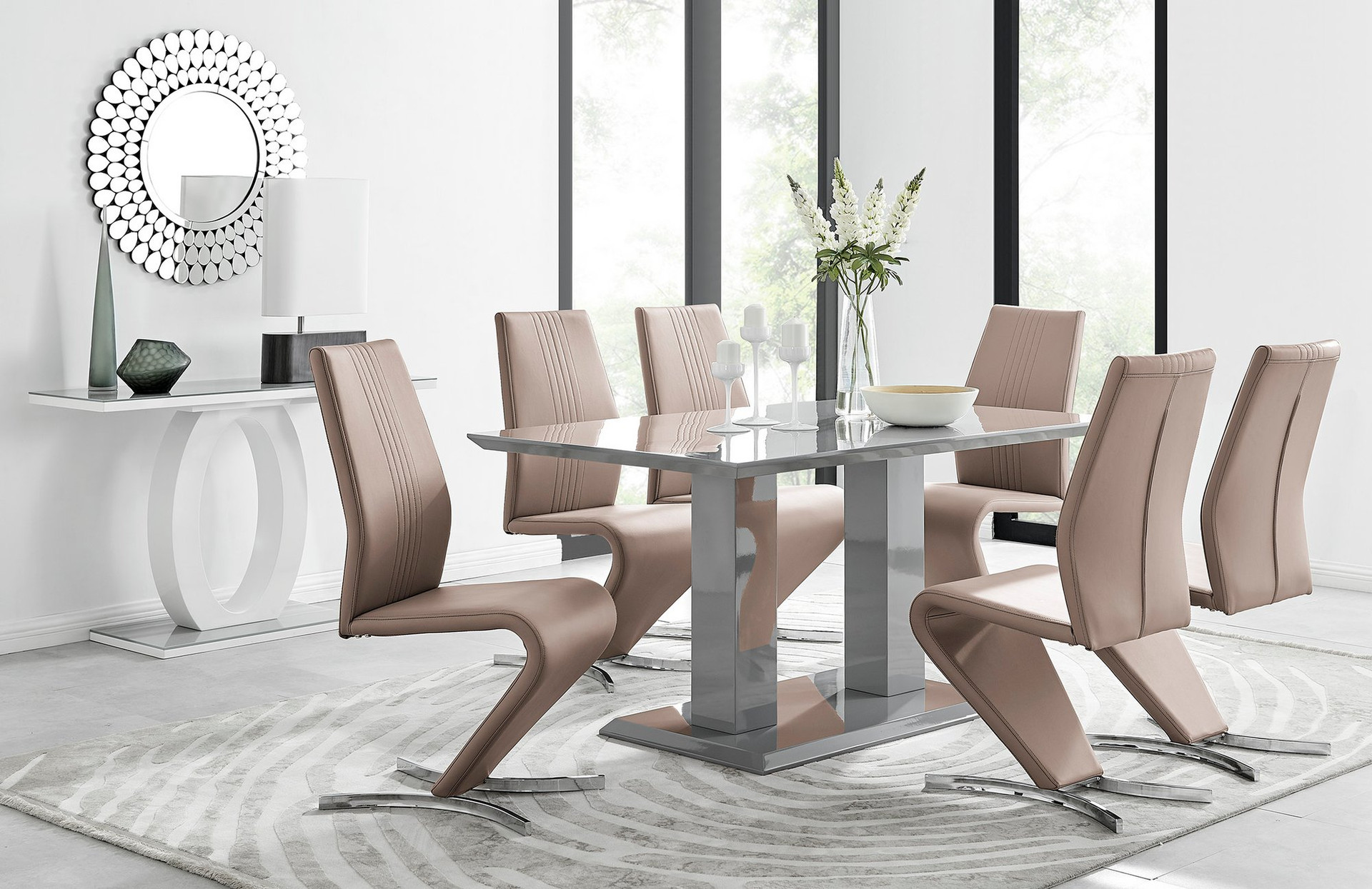 Imperia Grey Dining Table & 6 Willow Chairs | Furniturebox