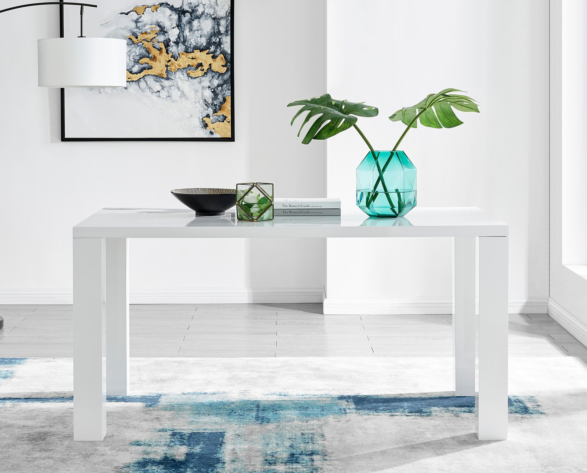Minimalist All White High Gloss Dining Set | 6 Seater