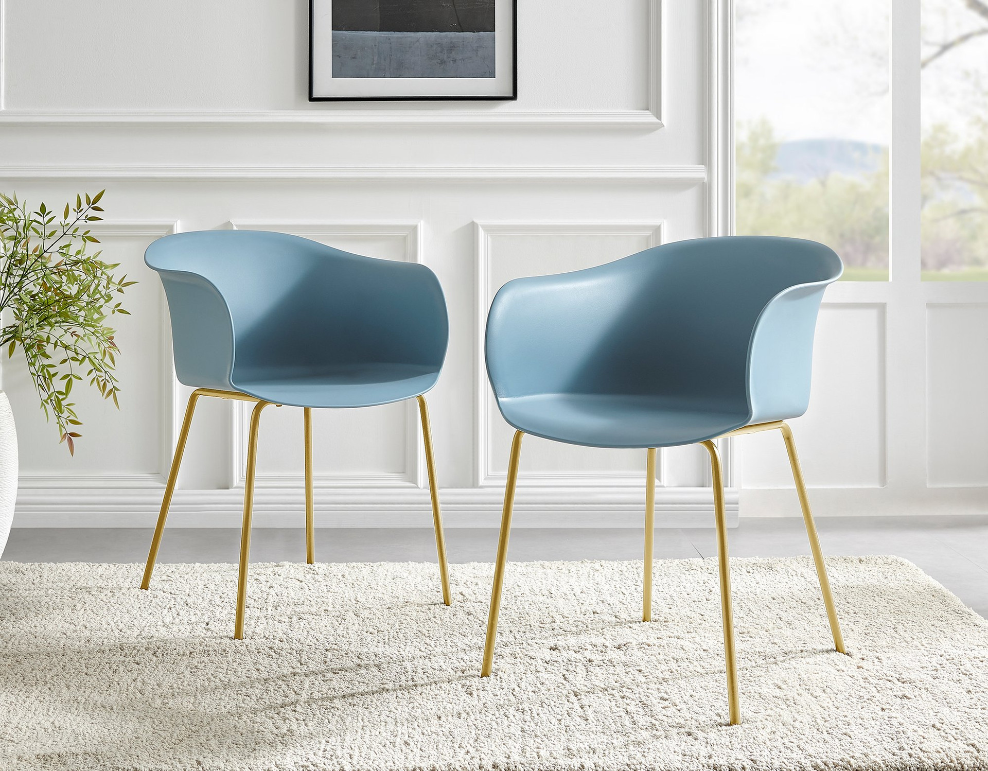 Harper Blue Dining Chair Gold Legs Dining Chairs