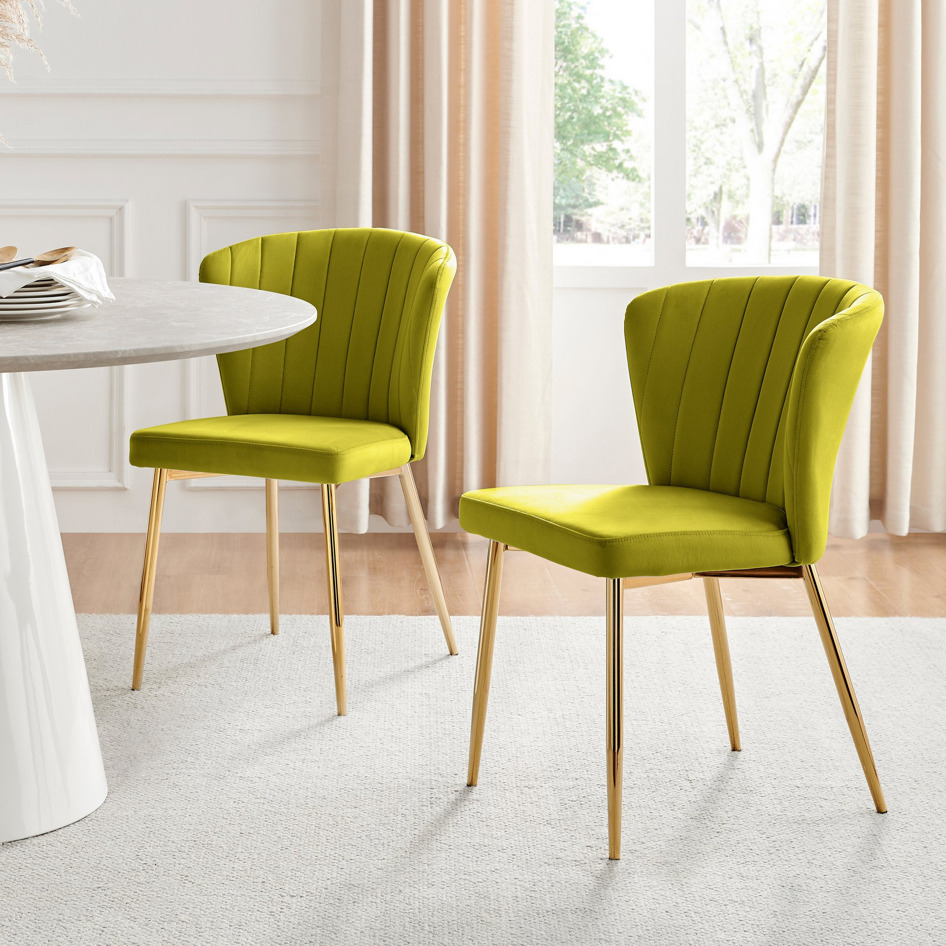 Danica Gold Legs Green Velvet Dining Chair Dining Chair