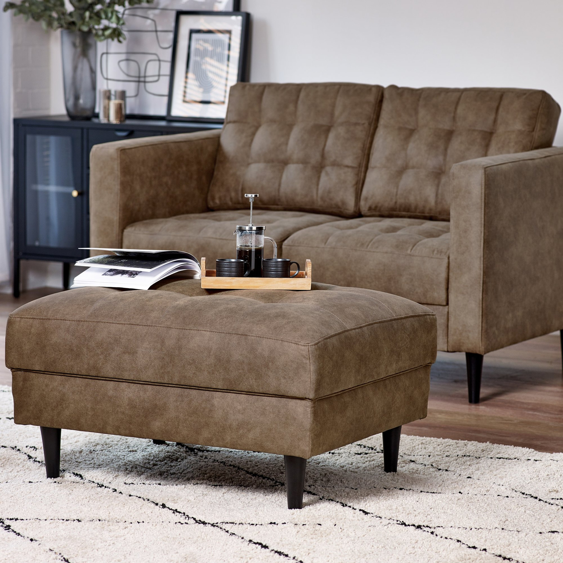 Brown Jessup Dark Brown Leather Footstool main image 0