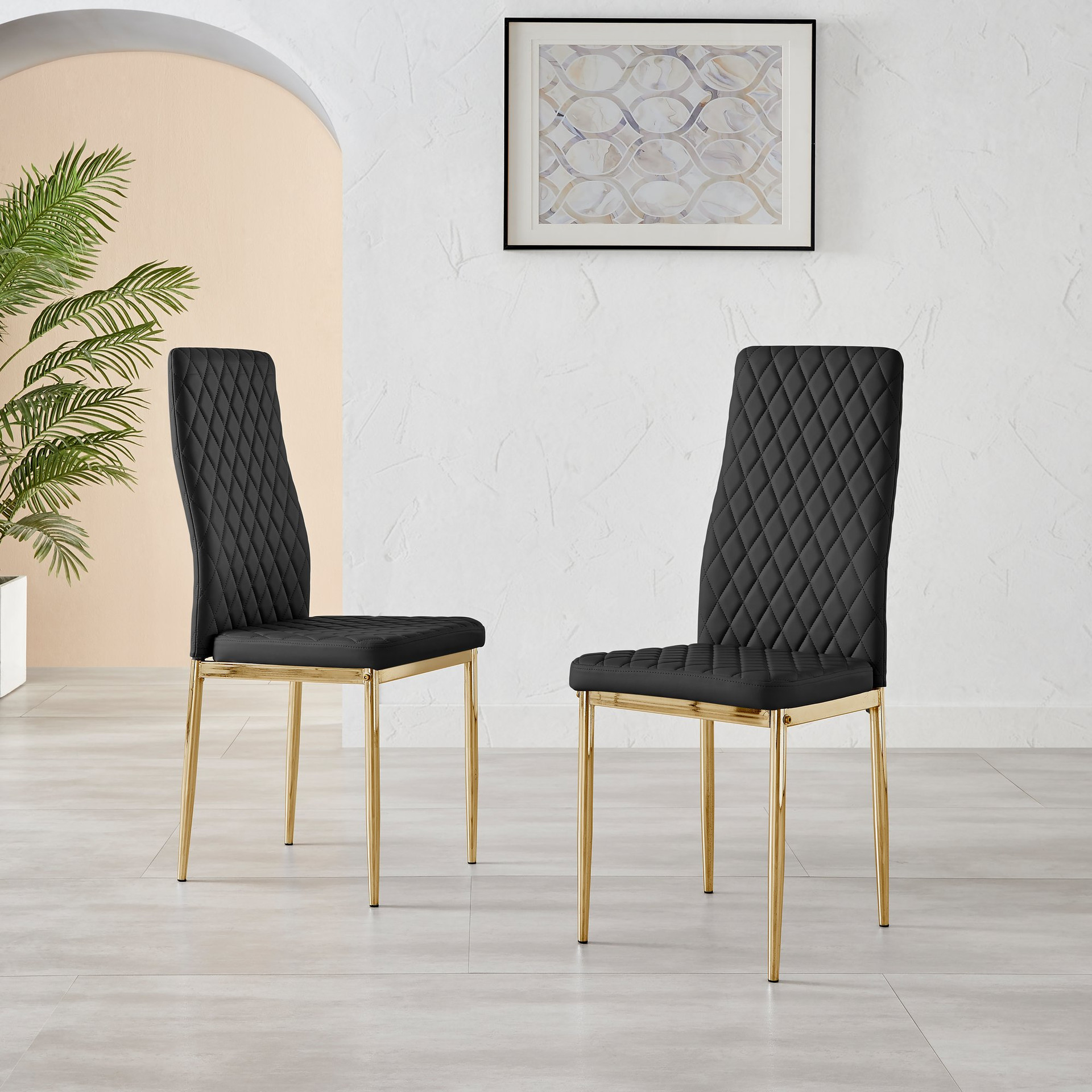 4x Milan Black Faux Leather Dining Chairs | Furniturebox