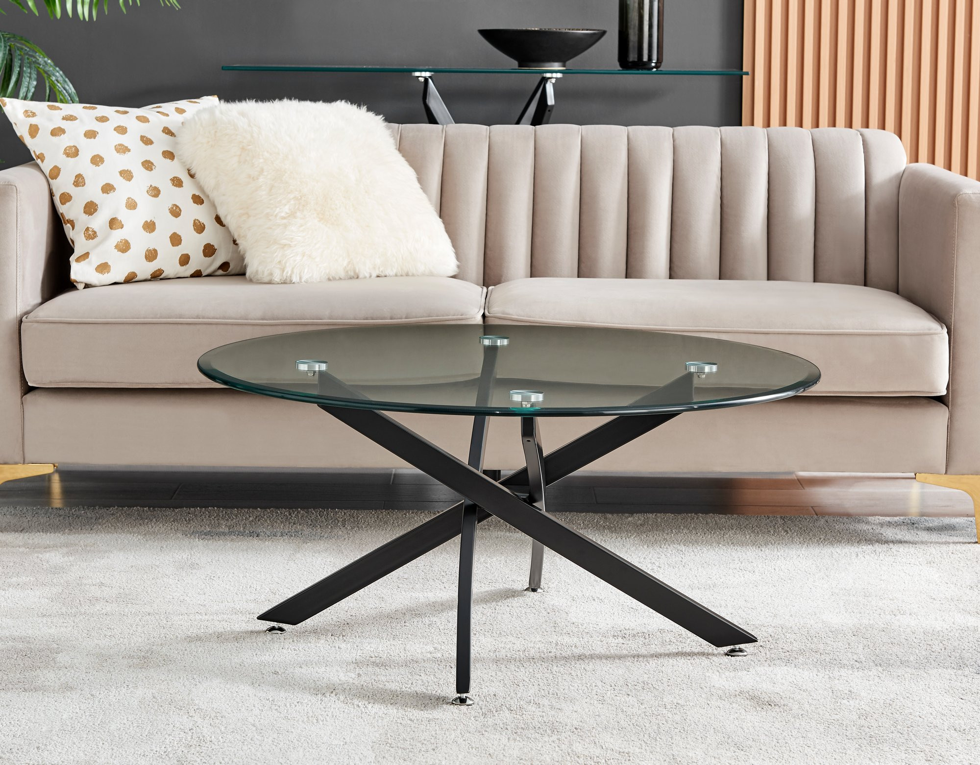 Novara Black And Glass Round Coffee Table Furniturebox UK