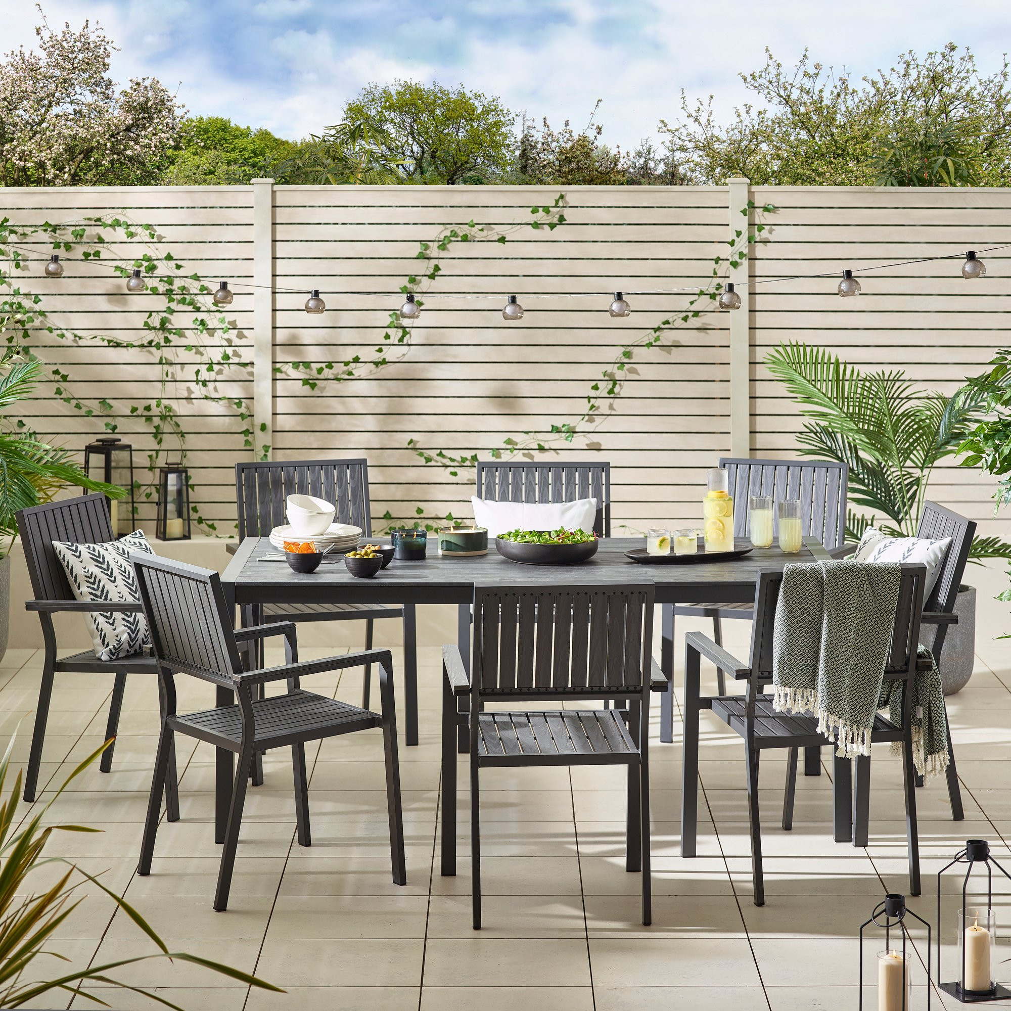 Dubai Grey 8 Seat Outdoor Dining Set Garden Furniture