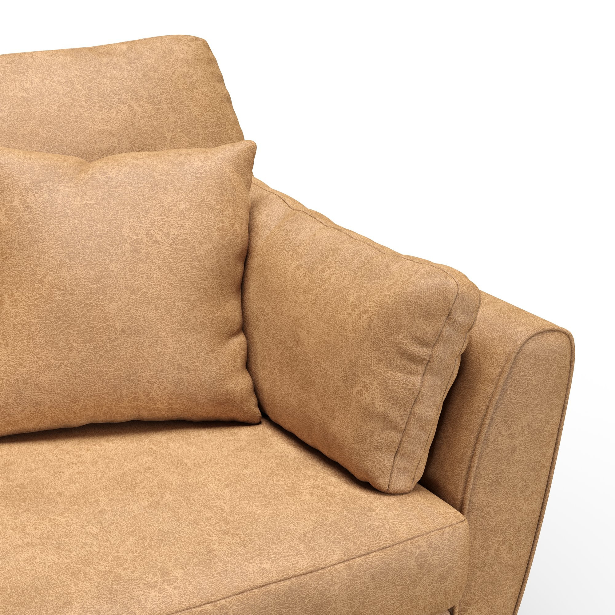 Ida 3 Seater Tan Faux Leather Sofa Living Room Furniture