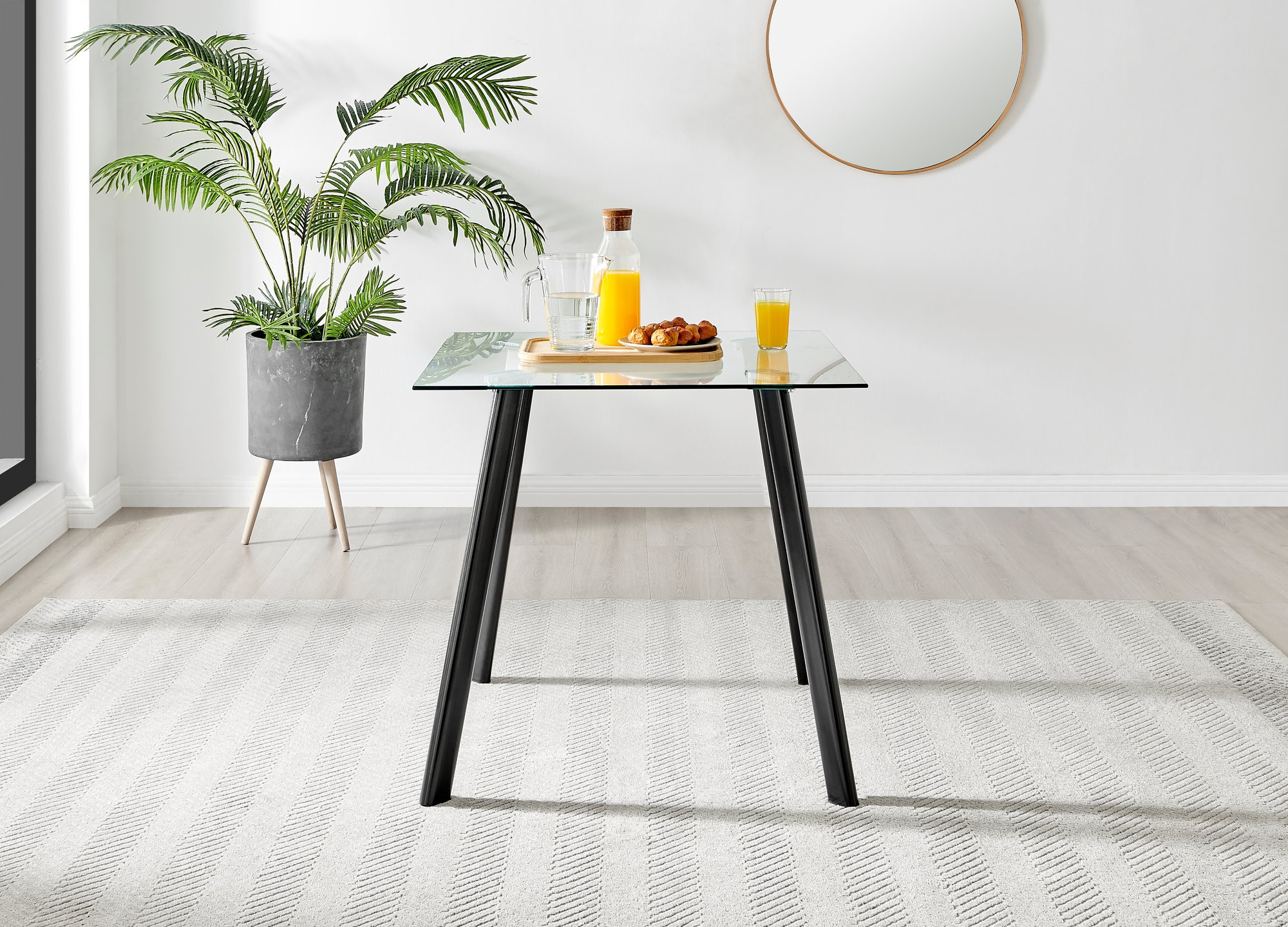 Seattle Square Dining Table Black Legs & 4 Milan velvet black leg Chairs|Furniturebox UK