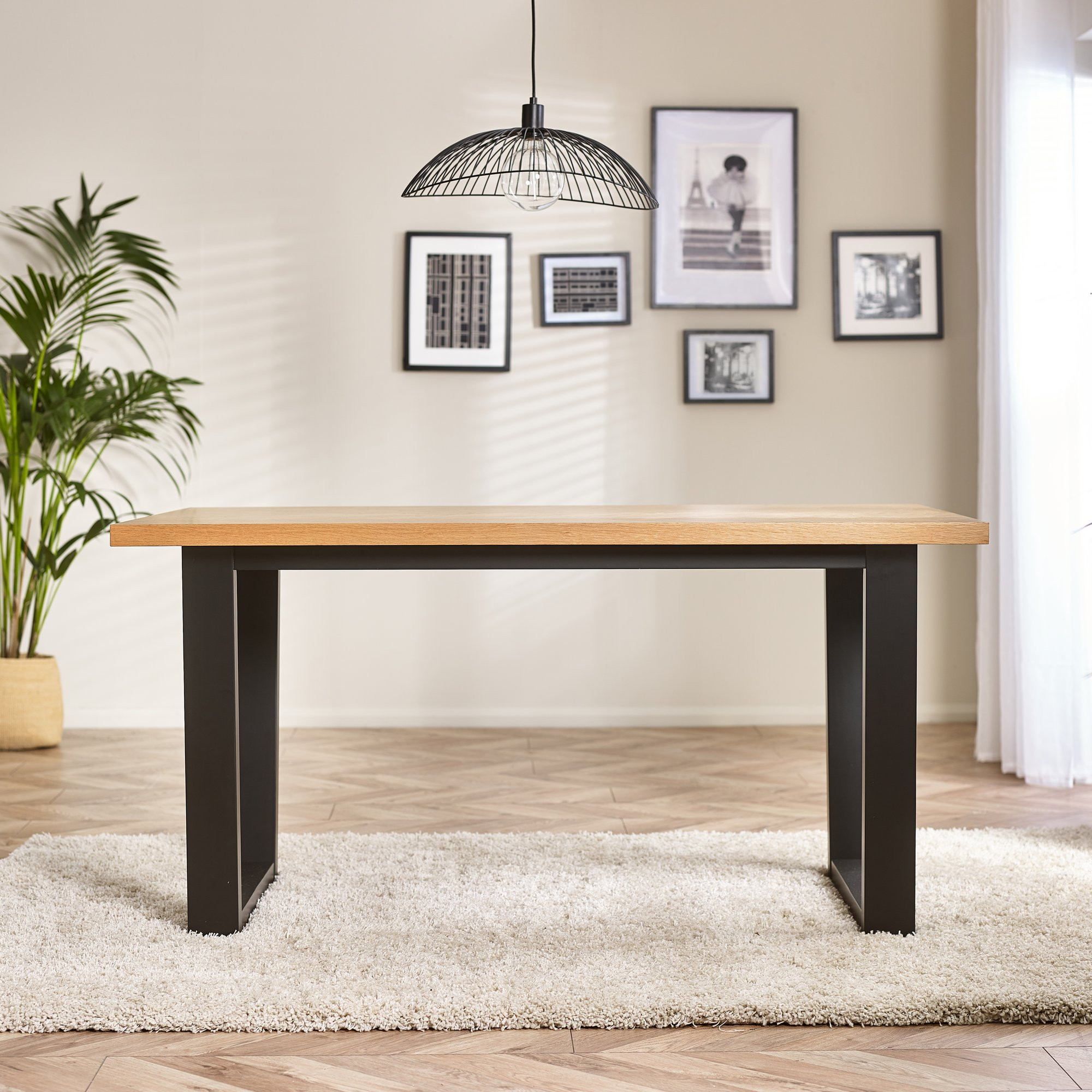 Cotswold Wood Table Oak Black Legs | Wooden Dining Table