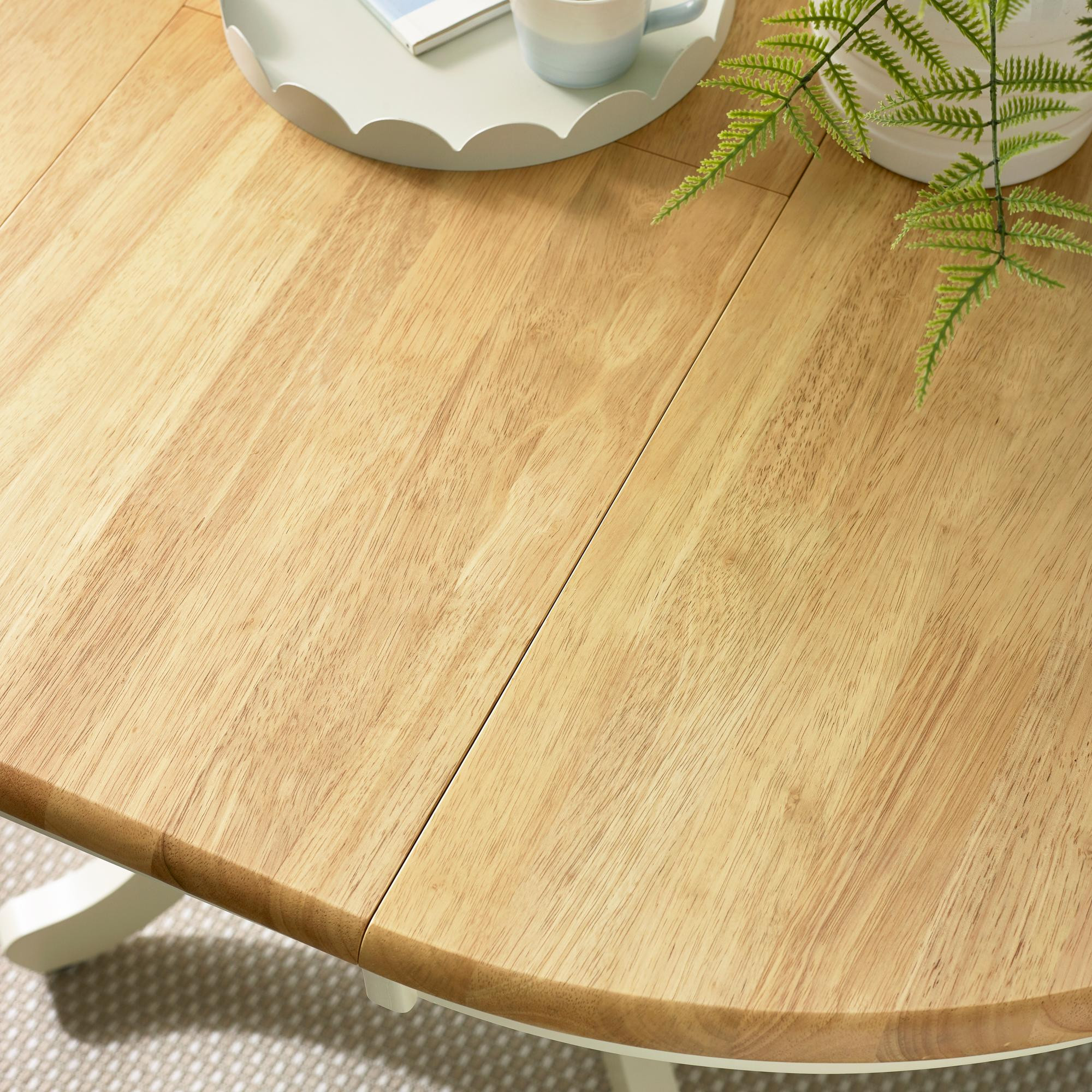 Padstow Oak Cream Extending Round Wood Table | Dining Table