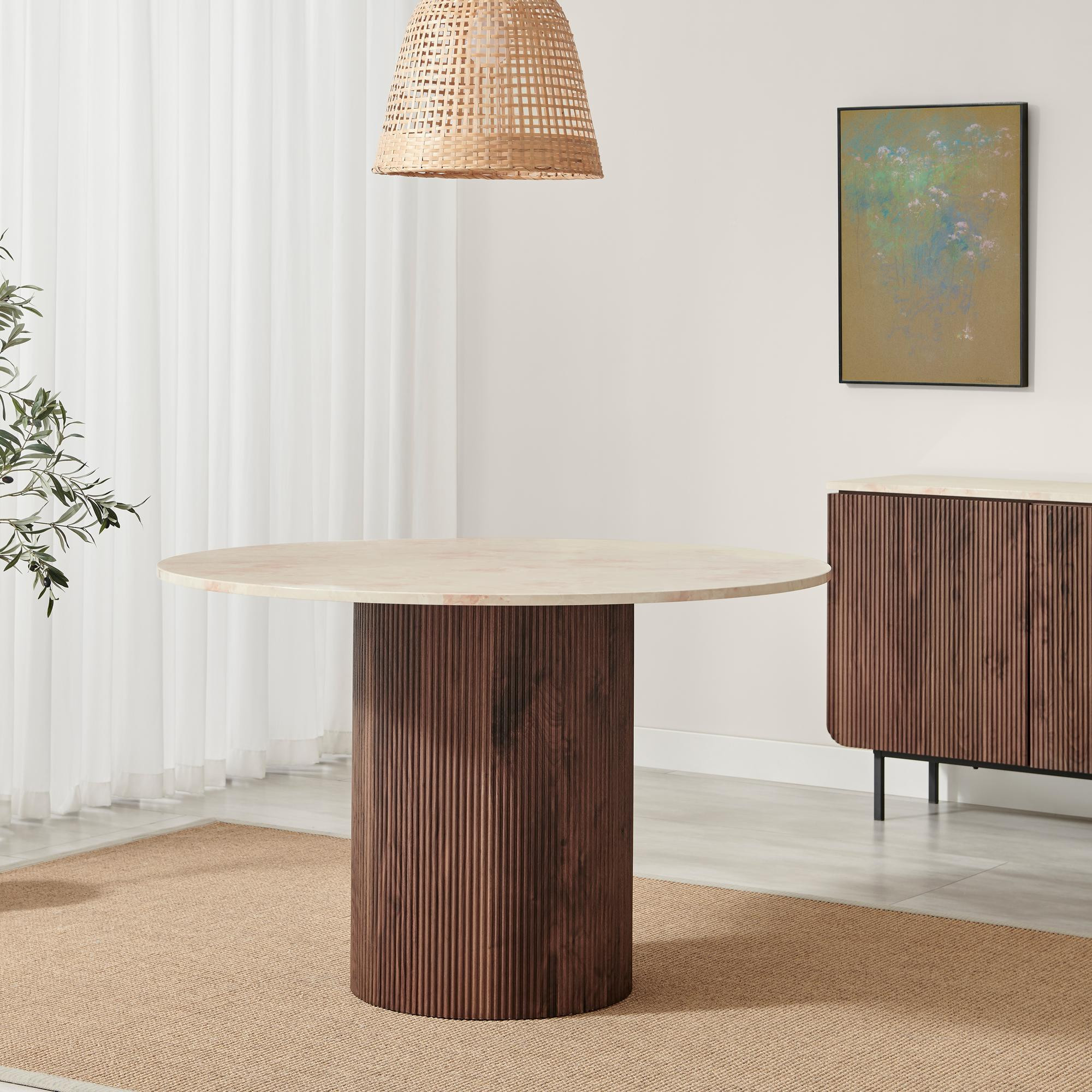 Penrose Walnut Marble 120 Round Table | Dining Furniture