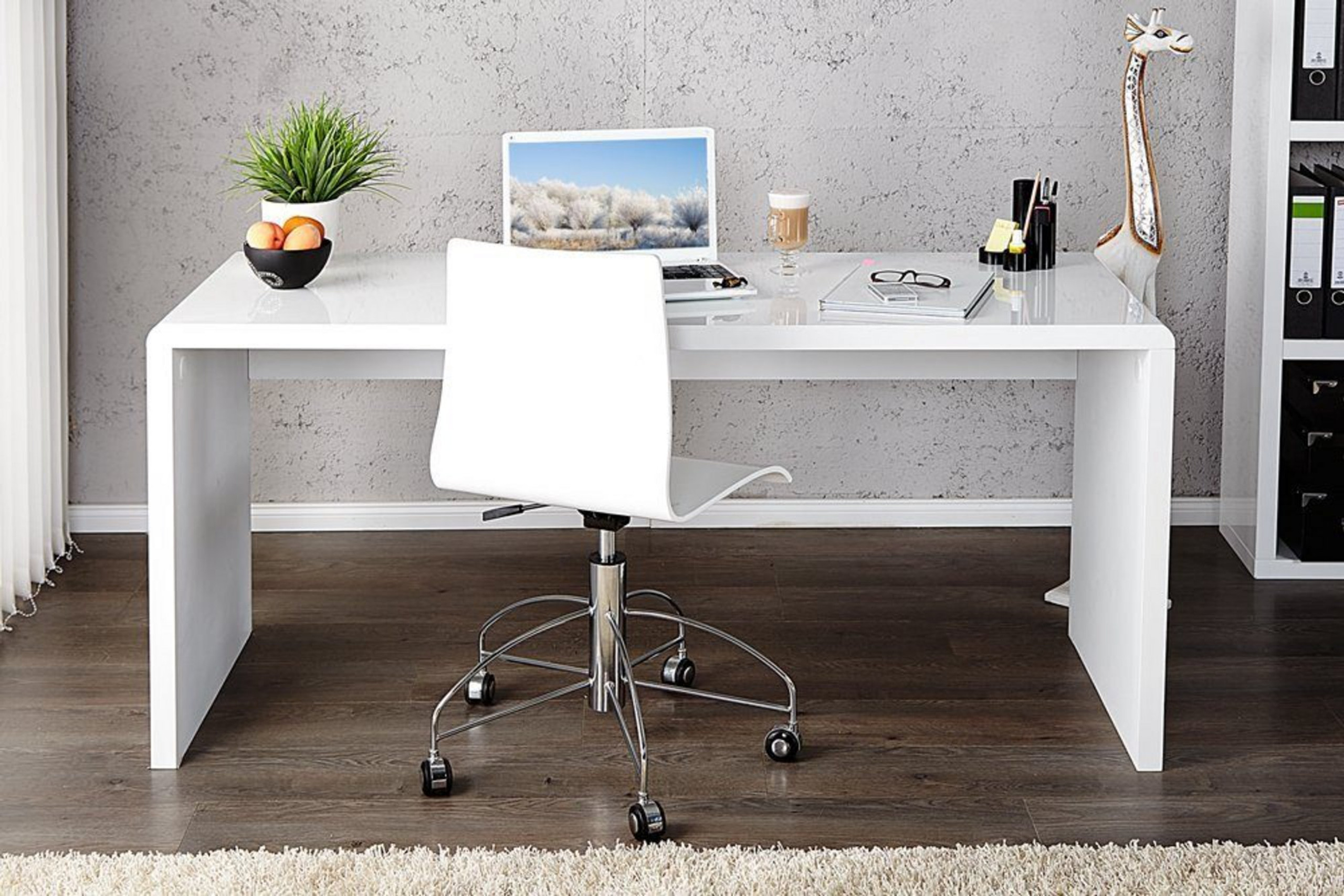 White High Gloss Office Desk Furniturebox