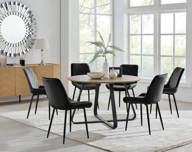 Round black dining table shop for 6