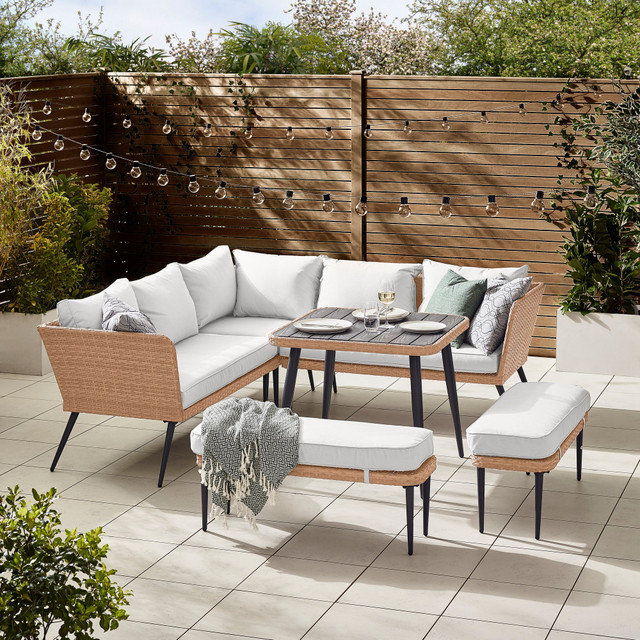Seychelles Beige 9 Seat Outdoor Dining Sofa Set | Garden Furniture