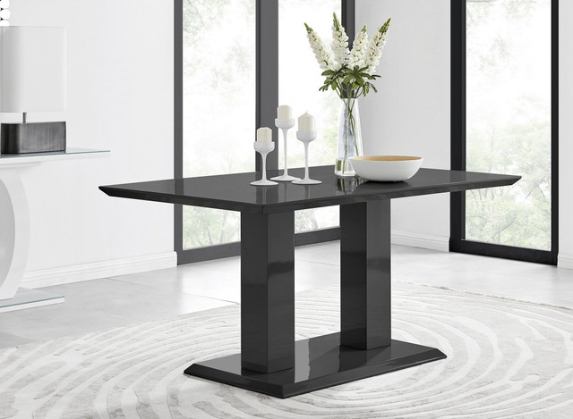 Imperia High Gloss Black Dining Table & 6 Calla Black Leg Chairs - Furniturebox UK
