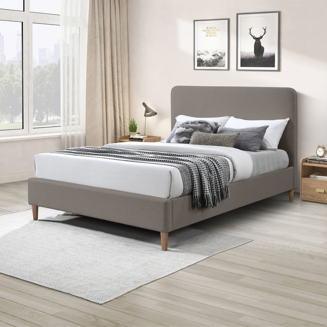 Kingston Grey Crushed Velvet Roll Top Bed Frame from Furniturebox UK 