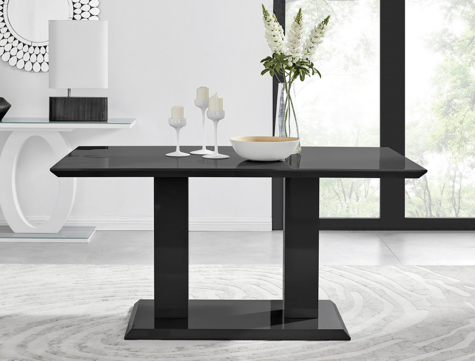 Imperia High Gloss Black Dining Table & 6 Calla Black Leg Chairs ...