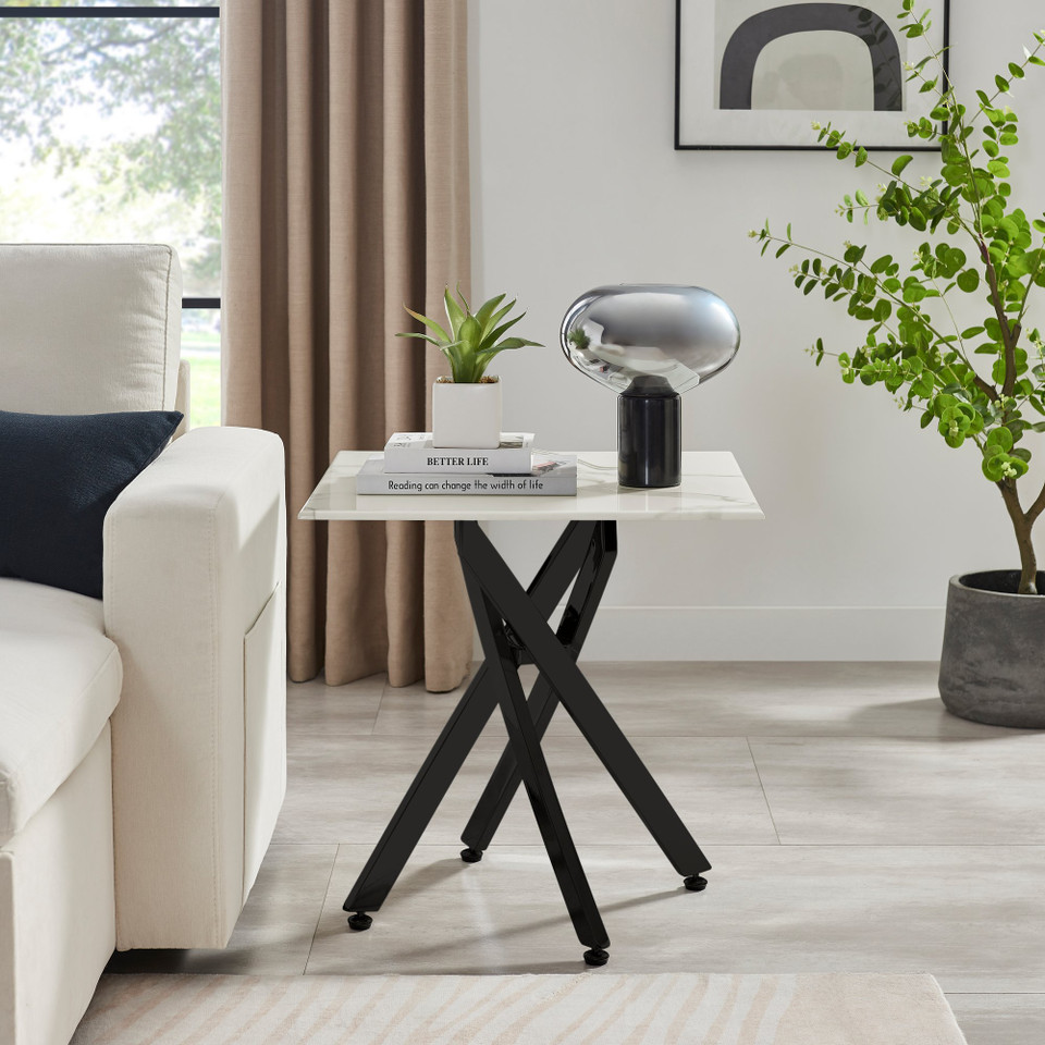 Marble effect side table