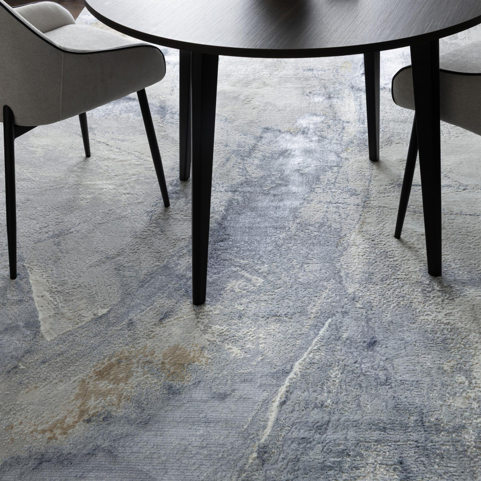 Zephyr Blue Metallic Lustre Rug | Home Accessories