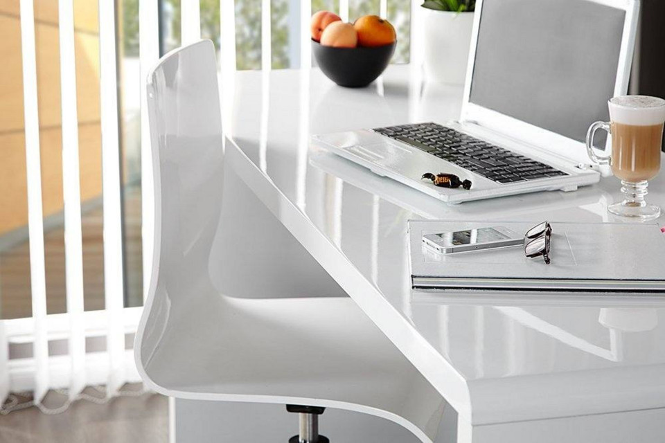 White High Gloss Office Desk | Furniturebox
