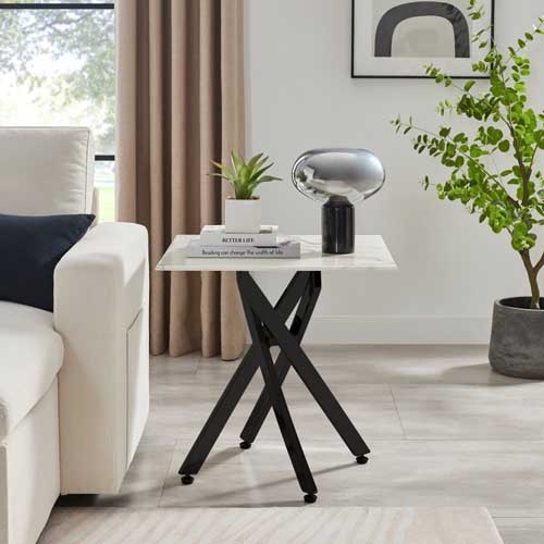 Marble effect side table