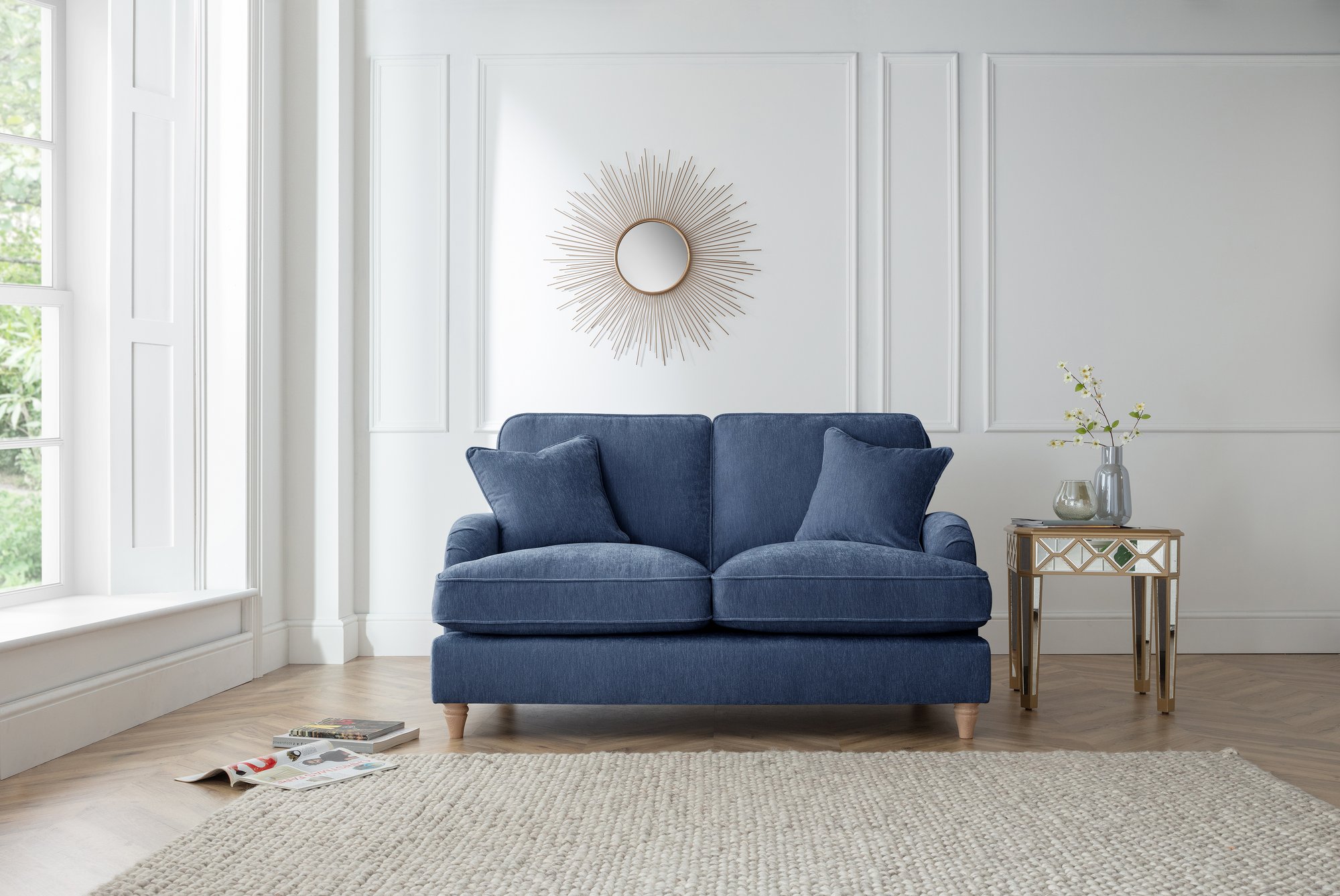 2 seater clearance sofa navy