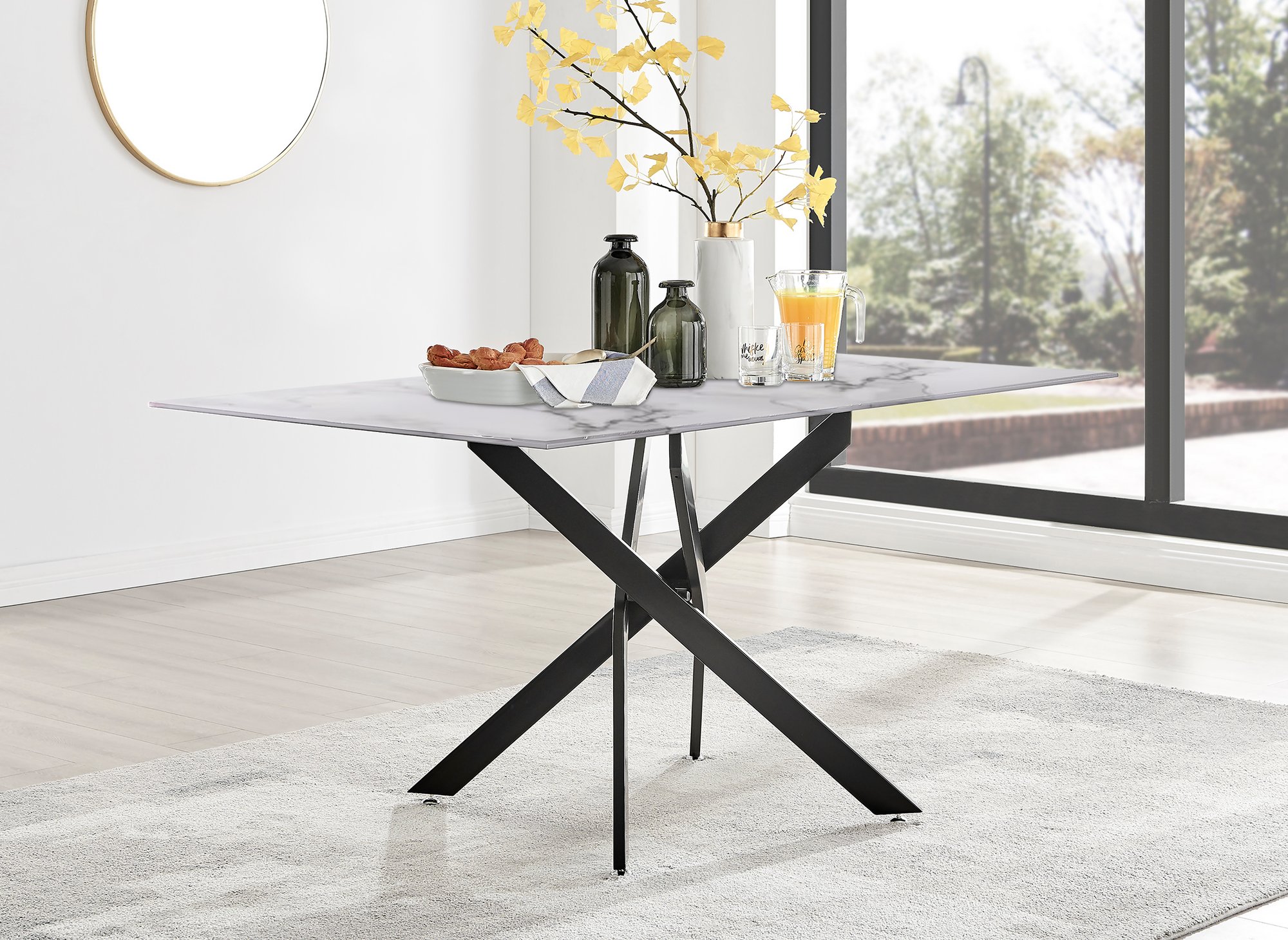 Dining table black legs shop white top