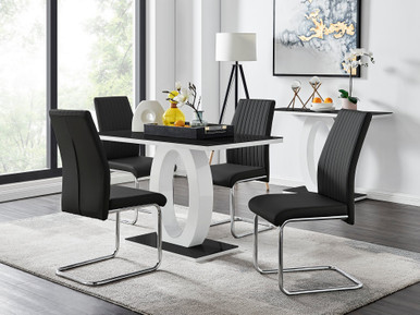 Black and white glass dining table outlet