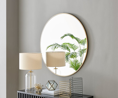 Emma 100cm Round Gold Frame Wall Mirror