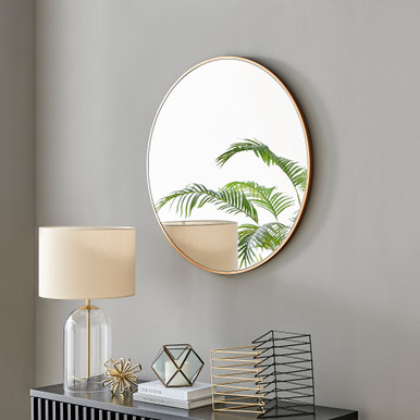 Emma 80cm Round Copper Frame Wall Mirror