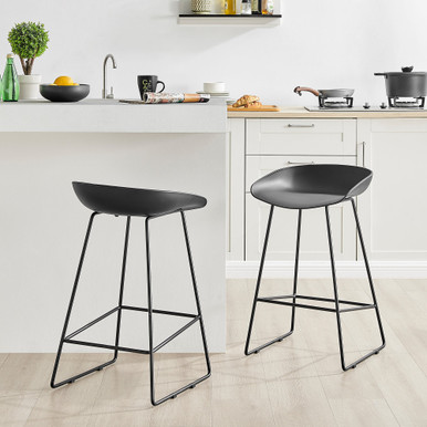 Harper Bar Stools Black Seat Black Legs Set of 2