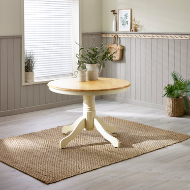 Bude Oak Cream Round Wood Pedestal Table | Dining Table