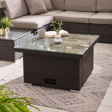 Orlando Brown Rattan Rising Garden Table | Outdoor Furniture