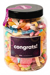 Fizzy & Sour Mix GIFT JAR - choose your jar size & label design
A fantastic Jar of Fizzy & Sour Jelly Mix available in 2 sizes. 
Containing the best sour sweets available such as Cola Bottles, Double Cherries, Bubblegum Bottles, Snakes, Dracula Teeth, Melon bites to name just a few. 
All Gift Jars come with your choice of colourful, professionally printed labels. 
To order, simply select your Jar Size & your label and leave the rest to us. Sweet!