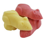 Pink & White Mice - Strawberry & Cream flavoured candy. Approx 50mmx25mm. A great party bag filler or wedding favour!