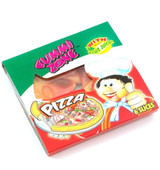 Gummi Zone Pizza - A must for party bags or just as little quirky treats! These are individually wrapped fruity gummy pizzas! Each pizza contains 6 slices and now they even contain added fruit juice!
