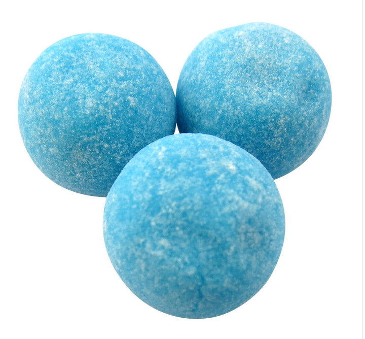Blue Raspberry Bonbons - Really chewy & really tasty - Sugar dusted raspberry flavour chewy sweets. This is our most popular bon bon flavour, but have you tried the rest? Lemon, Strawberry, Orange, Rhubarb & Custard, Toffee, Cherry, Apple.