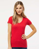 M&O 3542 Women's Fine Blend V-Neck T-shirt | Red
