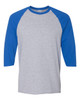 5700 Gildan Heavy Cotton™ Raglan Three-Quarter Sleeve T-Shirt | Sport Grey/ Royal